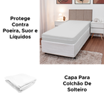 Capa Para Colchão De Solteiro Malha Gel Com Zíper Protetor Para Colchão 88cm x 1,88m x 20cm 100% Poliéster