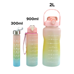 Kit 3 Garrafas 2l+900ml+300ml Com Frase Motivacional Academia Treino Viagem Garrafa De Água Squeeze Com Adesivos