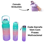 Kit 3 Garrafas 2l+900ml+300ml Com Frase Motivacional Academia Treino Viagem Garrafa De Água Squeeze Com Adesivos