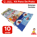 Pano De Prato Copa Estampado Toalha De Prato Guardanapo Kit Com 5 Ou 10 Peças