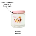 Kit Pote Quadrado P M G Tampa Rosa Para Mantimentos Cozinha Rosa Organizador De Alimentos