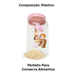 Kit Pote Quadrado P M G Tampa Rosa Para Mantimentos Cozinha Rosa Organizador De Alimentos