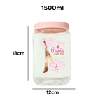 Kit Pote Quadrado P M G Tampa Rosa Para Mantimentos Cozinha Rosa Organizador De Alimentos