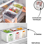 Kit Com 5 Peças Organizador Quadrado Retangular Com Tampa Tela Cesto Multiuso Geladeira Cozinha Guarda