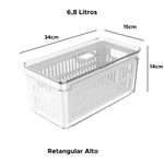 Kit Com 5 Peças Organizador Quadrado Retangular Com Tampa Tela Cesto Multiuso Geladeira Cozinha Guarda
