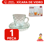 Xícara E Pires De Vidro Para Chá Café Piazza 200ml 1 Unidade
