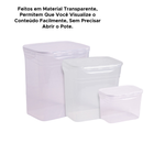 Kit 3 Potes Herméticos Retangulares Altos 4 Travas LP House