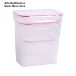 Kit 3 Potes Herméticos Retangulares Altos 4 Travas LP House