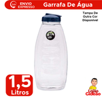 Garrafa De água Canoa Cristal Tampa Preta De Plástico Resistente 1500ml Para Geladeira