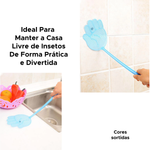 Mata Moscas Mãozinha Raquete Insetos Mosquitos Cabo Longo Plástico Manual Sortido
