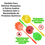 Mata Moscas Mãozinha Raquete Insetos Mosquitos Cabo Longo Plástico Manual Sortido