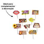 Kit 10 Placa Plaquinha Decorativa Festa Junina Julina Selfies