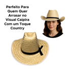 Chapéu Cowboy De Palha Country Vaqueiro Para Festa Funina Caipira Para Adulto