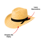 Chapéu Cowboy De Palha Country Vaqueiro Para Festa Funina Caipira Para Adulto