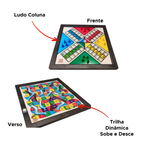 Jogo De Tabuleiro 2 Em 1 Ludo Coluna + Trilha Dinâmica Sobe E Desce Tamanho Grande 24cm x 24cm
