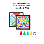 Jogo De Tabuleiro 2 Em 1 Ludo Coluna + Trilha Dinâmica Sobe E Desce Tamanho Grande 24cm x 24cm