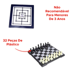 Jogo De Mini Xadrez + Trilha Estratégico Tutati 2 Em 1 Jogo De Tabuleiro