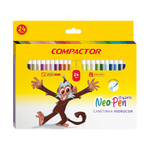 Canetinha Hidrográfica Caneta Hidrocor Lavável Neo-Pen Gigante Com 12/24 Cores Compactor