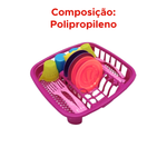 Kit Escorredor De Loucinha Clean Com 18 Peças Brinquedo Infantil Menina Faz De Conta