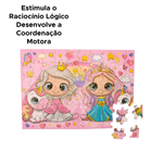 Jogo Quebra-Cabeça Princesinhas 60 Peças Brinquedo Infantil Para Lembrancinha Festas