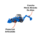 Carrinho Caminhão Trator Retroescavadeira Agroworks Maquina Escavadeira Brinquedo Infantil Criança