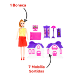 Kit Boneca Pop Com 8 Peças Casa E Mobília Casa Dos Sonhos Para Meninas Crianças Divertido Sortidos