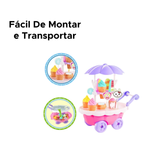 Brinquedo Hora Do Lanche Kit Com 19 Peças Infantil Carrinho De Sorvete Doces Sortido