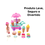 Brinquedo Hora Do Lanche Kit Com 19 Peças Infantil Carrinho De Sorvete Doces Sortido