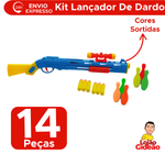 Kit Lançador De Dardo Com 14 Peças Brinquedo Atira Dardos Infantil Para Meninos E Meninas Presente