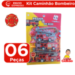 Kit Caminhão De Bombeiro De Brinquedo Kit Com 6 Peças Brigada Em Ação Infantil Para Meninos