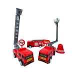 Kit Caminhão De Bombeiro De Brinquedo Kit Com 6 Peças Brigada Em Ação Infantil Para Meninos