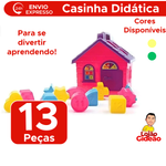Kit Com 13 Peças Casinha Didática Com Blocos Brinquedo Infantil