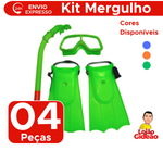 Kit De Mergulho Infantil Com Mascara Snorkel E Pe De Pato 4 Peças Praia Verão Piscina