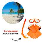 Kit De Mergulho Infantil Com Mascara Snorkel E Pe De Pato 4 Peças Praia Verão Piscina