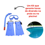 Kit De Mergulho Infantil Com Mascara Snorkel E Pe De Pato 4 Peças Praia Verão Piscina