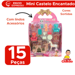 Kit Com 15 Peças Castelinho Encantado Com Acessórios Princesa Brinquedo Para Menina