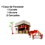 Casinha De Brinquedo Faroeste Kit Casa Com Cavalo E Acessórios Para Menino E Menina