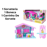 Kit Sorveteria Completa Com Móveis E Acessórios Brinquedo Com Boneca Judy Para Meninas