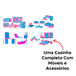 Kit Casinha Completa Home Com Móveis E Acessórios Brinquedo Com Boneca Judy Para Meninas