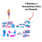 Kit Casinha Completa Home Com Móveis E Acessórios Brinquedo Com Boneca Judy Para Meninas