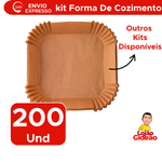 Kit Forma Com 50 /100/150 /200 Papel Antiaderente Quadrado Fritadeira Elétrica 20cm x 4,5cm