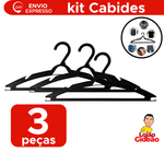 Kit Com 3 Cabides Para Roupas Adulto Reforçado Organizador Mutifucional Preto