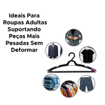 Kit Com 3 Cabides Para Roupas Adulto Reforçado Organizador Mutifucional Preto