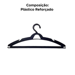 Kit Com 3 Cabides Para Roupas Adulto Reforçado Organizador Mutifucional Preto