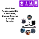 Kit Com 3 Cabides Para Roupas Adulto Reforçado Organizador Mutifucional Preto