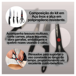 Kit De Facas E Tesoura Para Churrasco Cozinha Saladas Carnes Com 4 Peças Inox