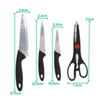 Kit De Facas E Tesoura Para Churrasco Cozinha Saladas Carnes Com 4 Peças Inox