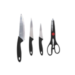 Kit De Facas E Tesoura Para Churrasco Cozinha Saladas Carnes Com 4 Peças Inox