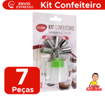 Kit Confeiteiro Com 7 Peças Inox PVC Para Confeitar e Decorar Bolo e Cupcake