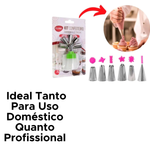 Kit Confeiteiro Com 7 Peças Inox PVC Para Confeitar e Decorar Bolo e Cupcake